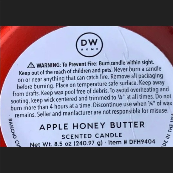 DW HOME APPLE HONEY BUTTER CANDLE RICHLY SCENTED NEW - Picture 4 of 4